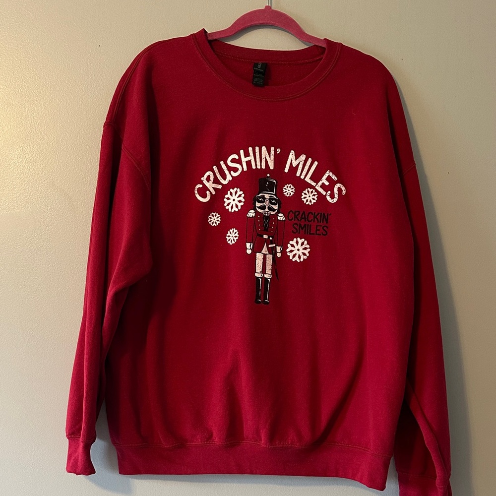 Gildan Red runner Nutcracker Graphic Crewneck Sweatshirt
